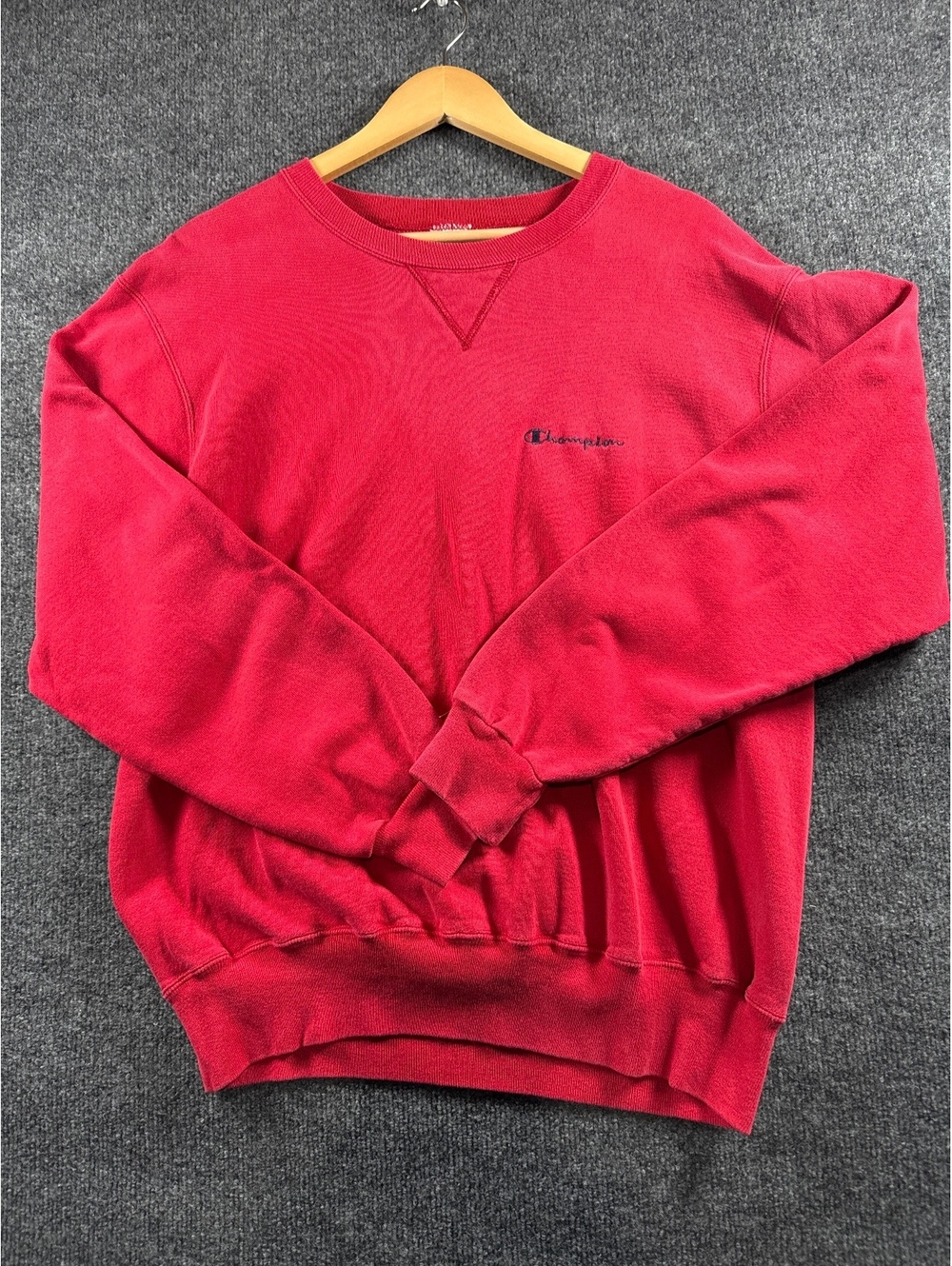 Champion Reverse Weave Red Crewneck Sweatshirt Vintage USA Large Oversized